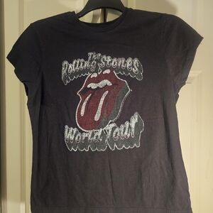 the Rolling Stones Black Kids Tee with Red Tongue Graphic